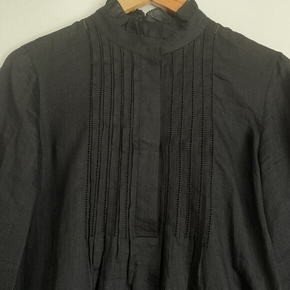 LAFAYETTE 148 Raines Ruffled Black Blouse NWOT Size Small - Picture 7 of 11